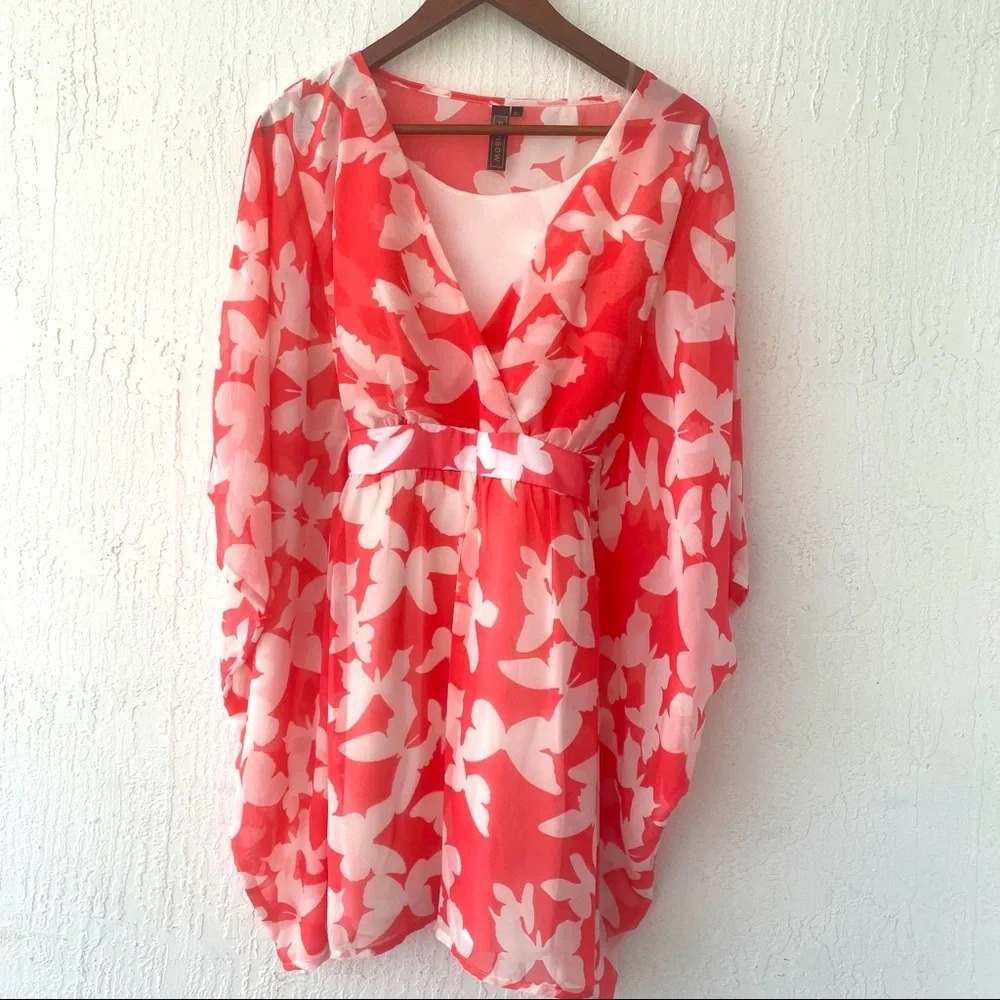 Dress cover up Beach L bat sleeve Yola pink beachwear